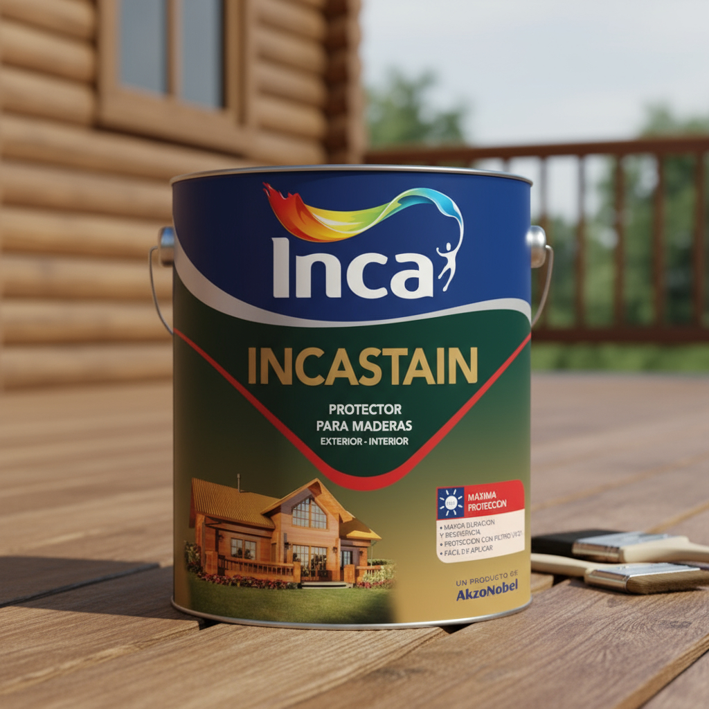 Pintura Protector De Madera Inca Incastain 1lt Ecopint Acabado Satinado Color Caoba - Imagen 2