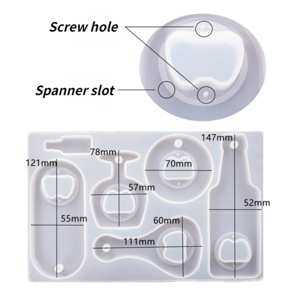 Set Molde Silicona Destapador De Botella + Accesorios Resina - Imagen 2