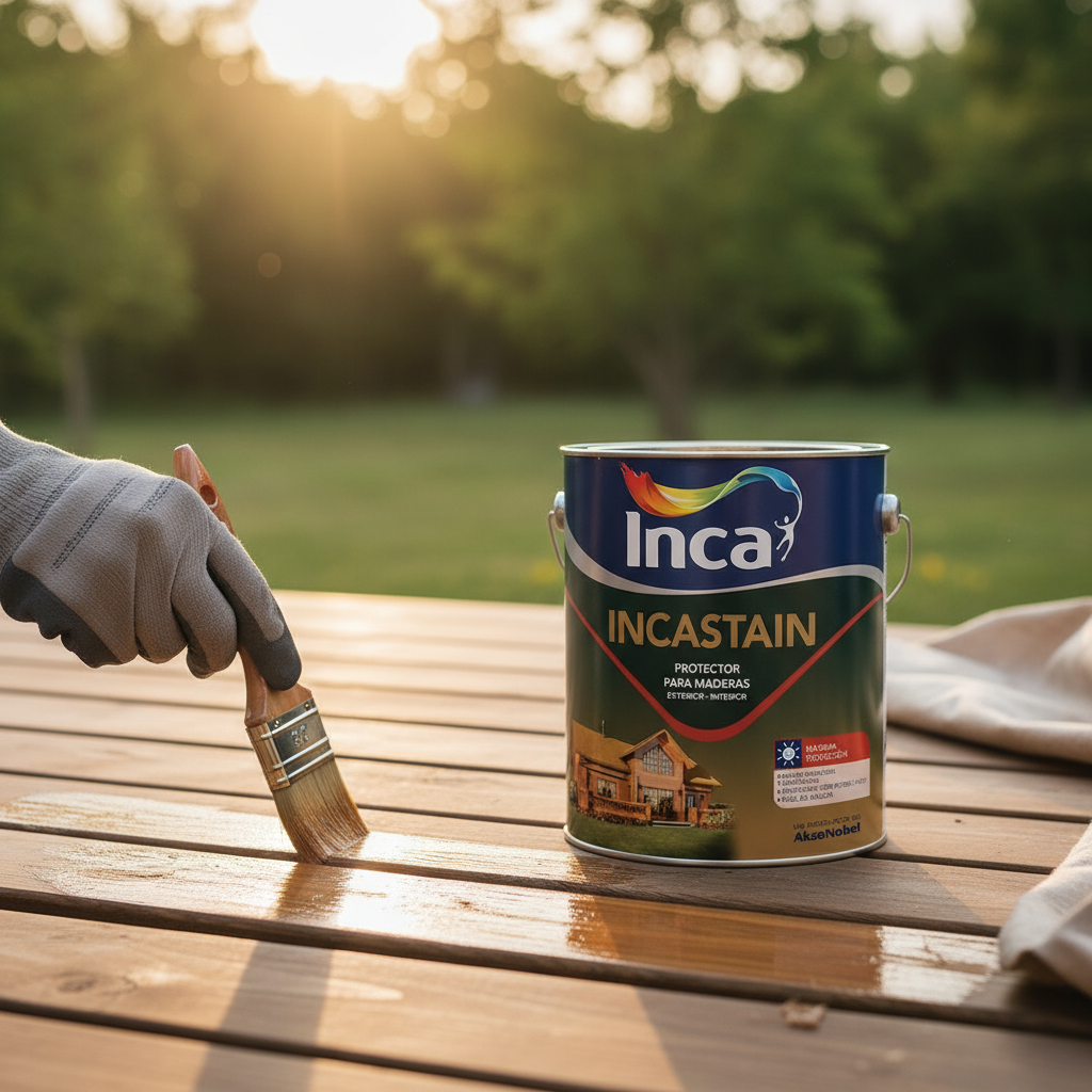 Pintura Protector De Madera Inca Incastain 1lt Ecopint Acabado Satinado Color Caoba - Imagen 3