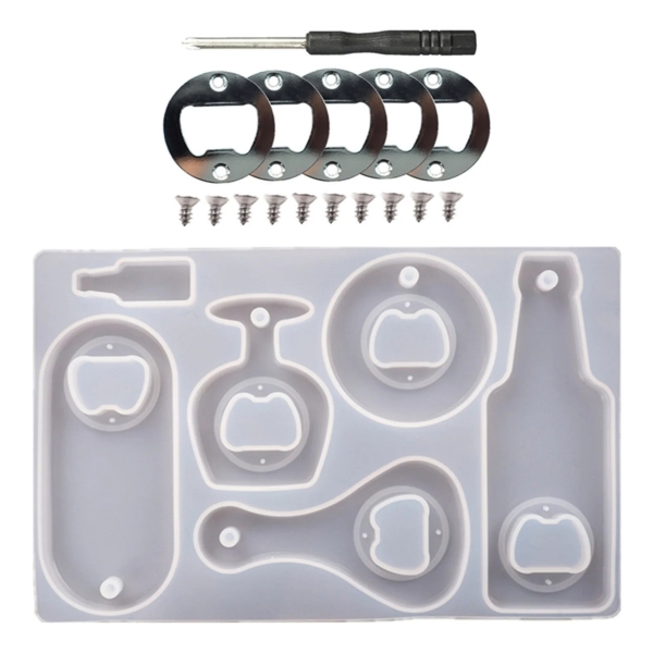 Set Molde Silicona Destapador De Botella + Accesorios Resina - Imagen 7