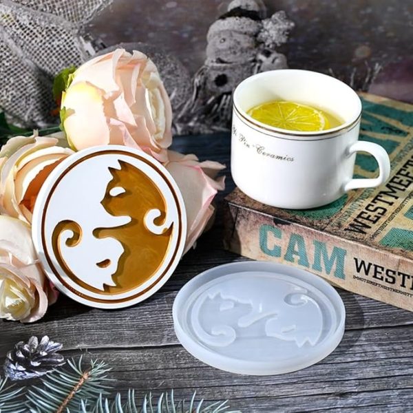 Molde Silicona Posavasos Gato Ying Yang + Resina Arte 600 Ml - Imagen 4
