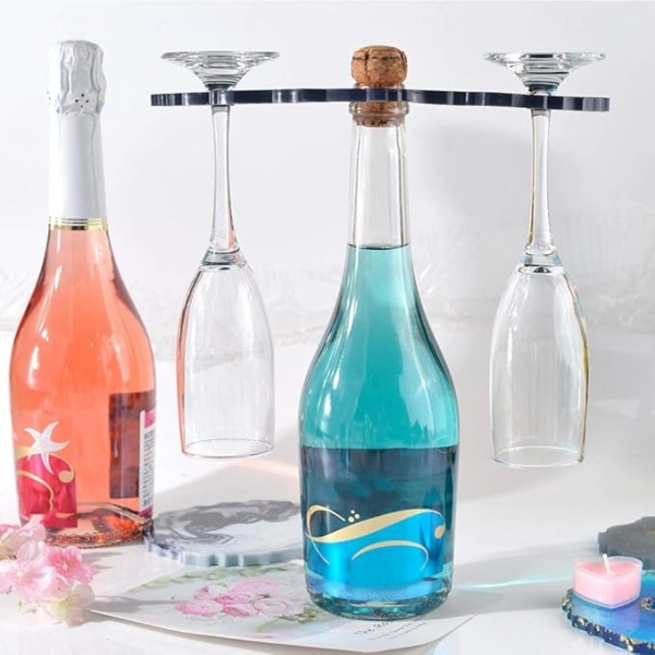 Molde Silicona Porta Y Botella Copas + Resina Arte&jo 600 Ml - Imagen 4