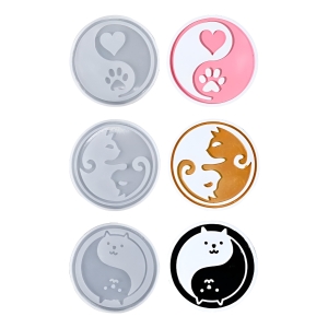 Molde Silicona Posavasos Gato Ying Yang