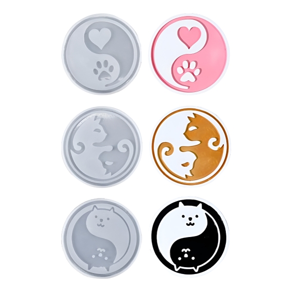 Molde Silicona Posavasos Gato Ying Yang