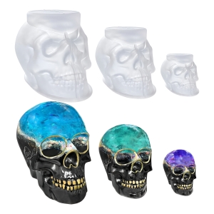 Set De Moldes De Silicona De Calavera 3 Tamaños Para Resina