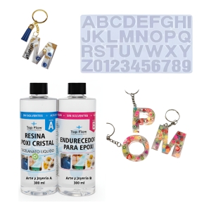 Kit Molde Abecedario Grande + Resina Arte&joyeria 600 Ml 1:1