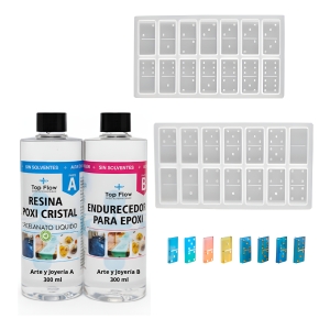 Molde Silicona 4858 Piezas De Dominó + Resina 600 Ml