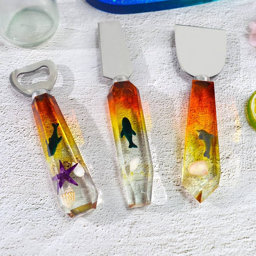 Molde De Silicona Mango De Cuchillo+ Resina 1:1 Arte 600 Ml - Imagen 4