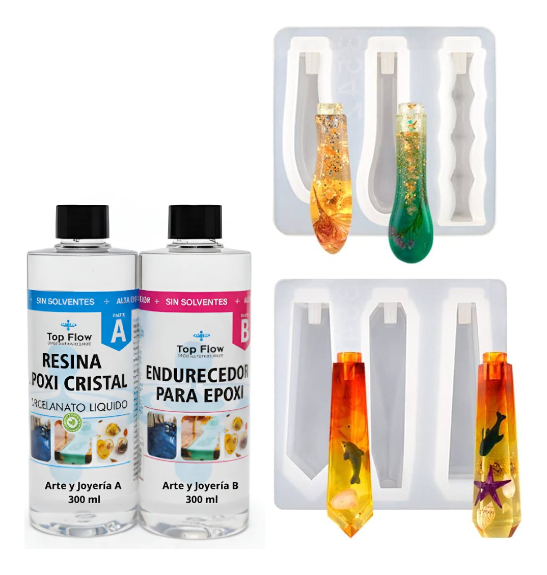 Molde De Silicona Mango De Cuchillo+ Resina 1:1 Arte 600 Ml