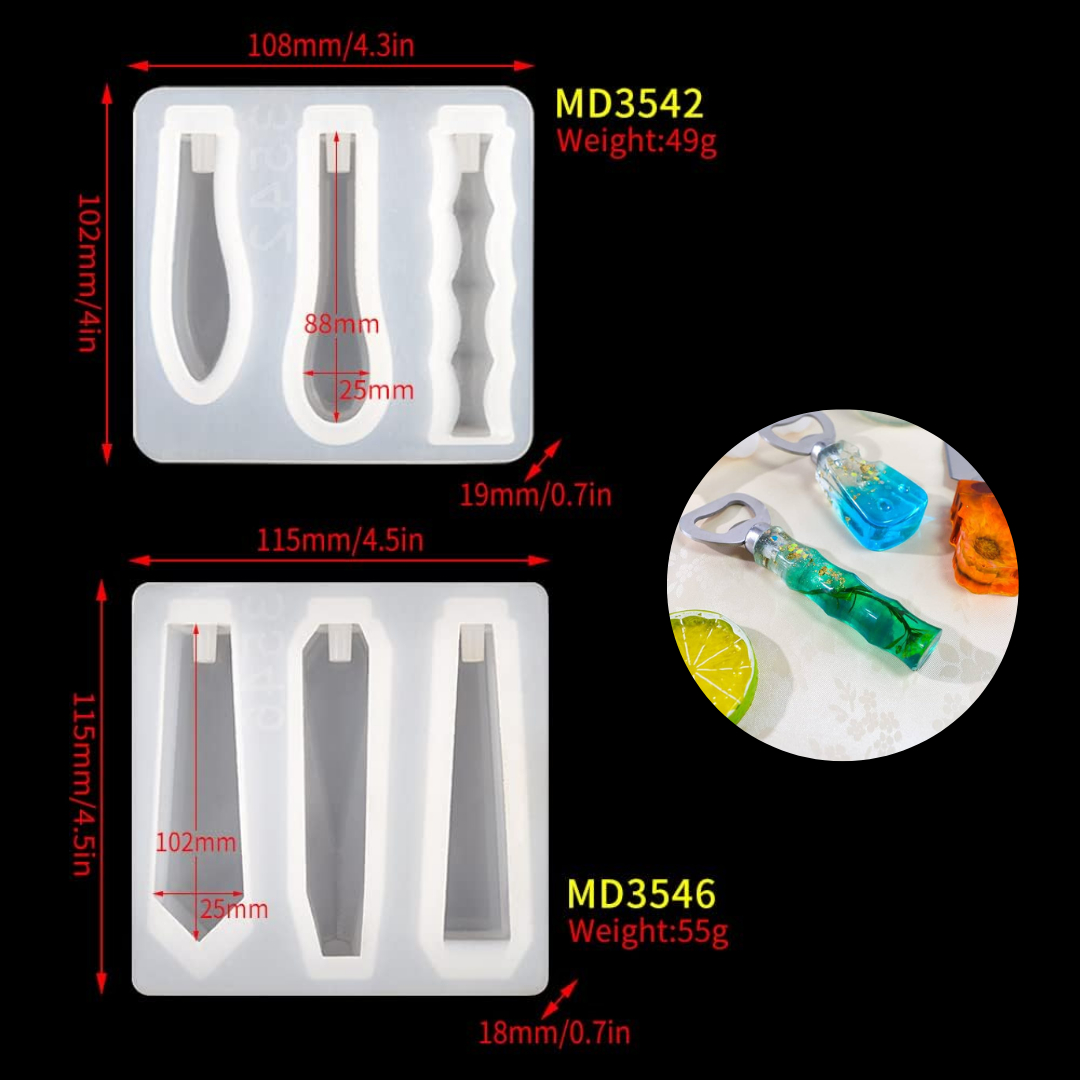 Molde De Silicona Mango De Cuchillo+ Resina 1:1 Arte 600 Ml - Imagen 2