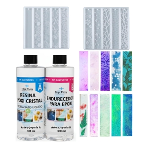 Set 2 Moldes Silicona Marcadores Libros + Resina 1:1 600 Ml