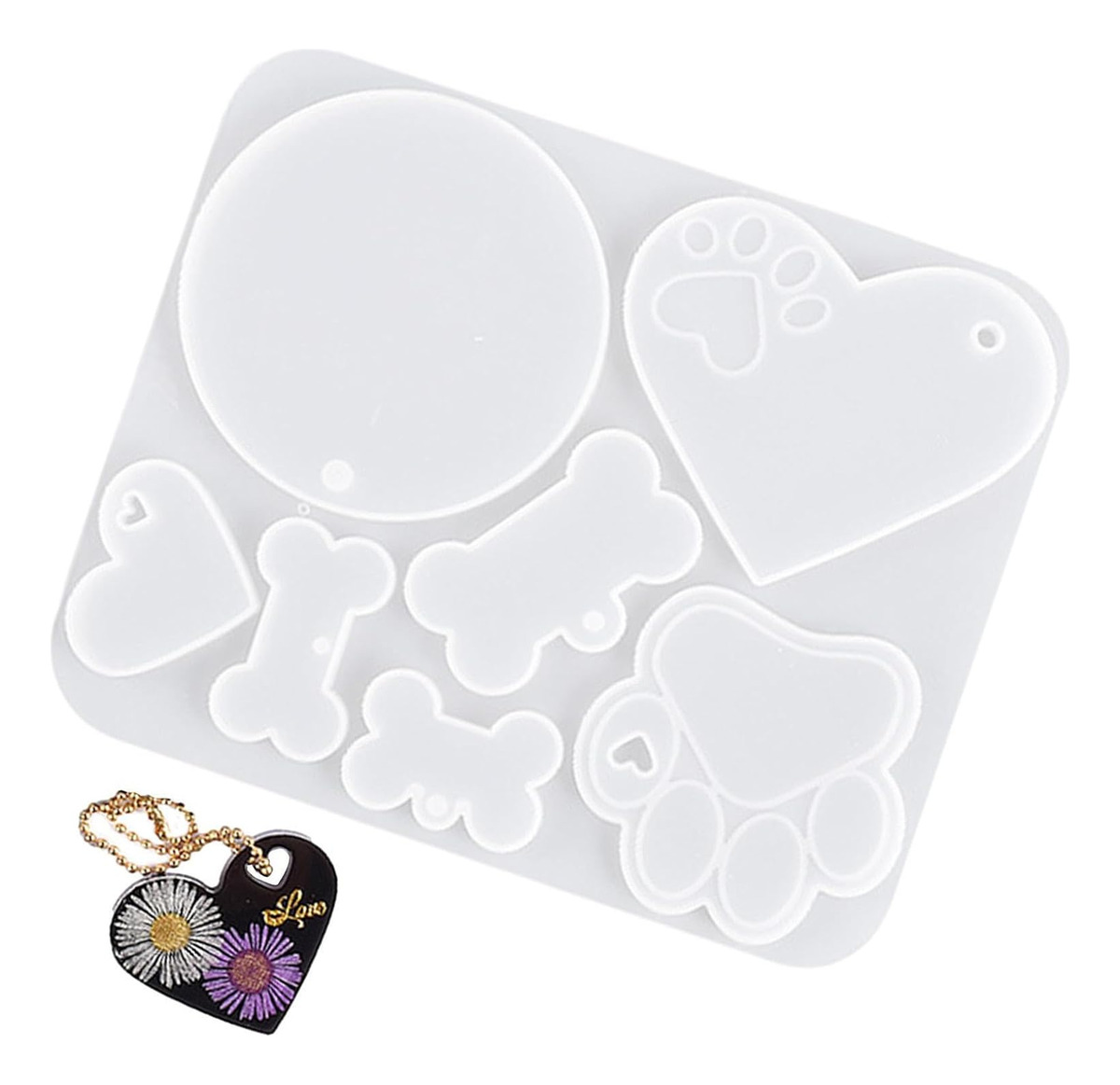 Set 2 Moldes Silicona Identificador Mascota Perro P/ Resina - Imagen 5