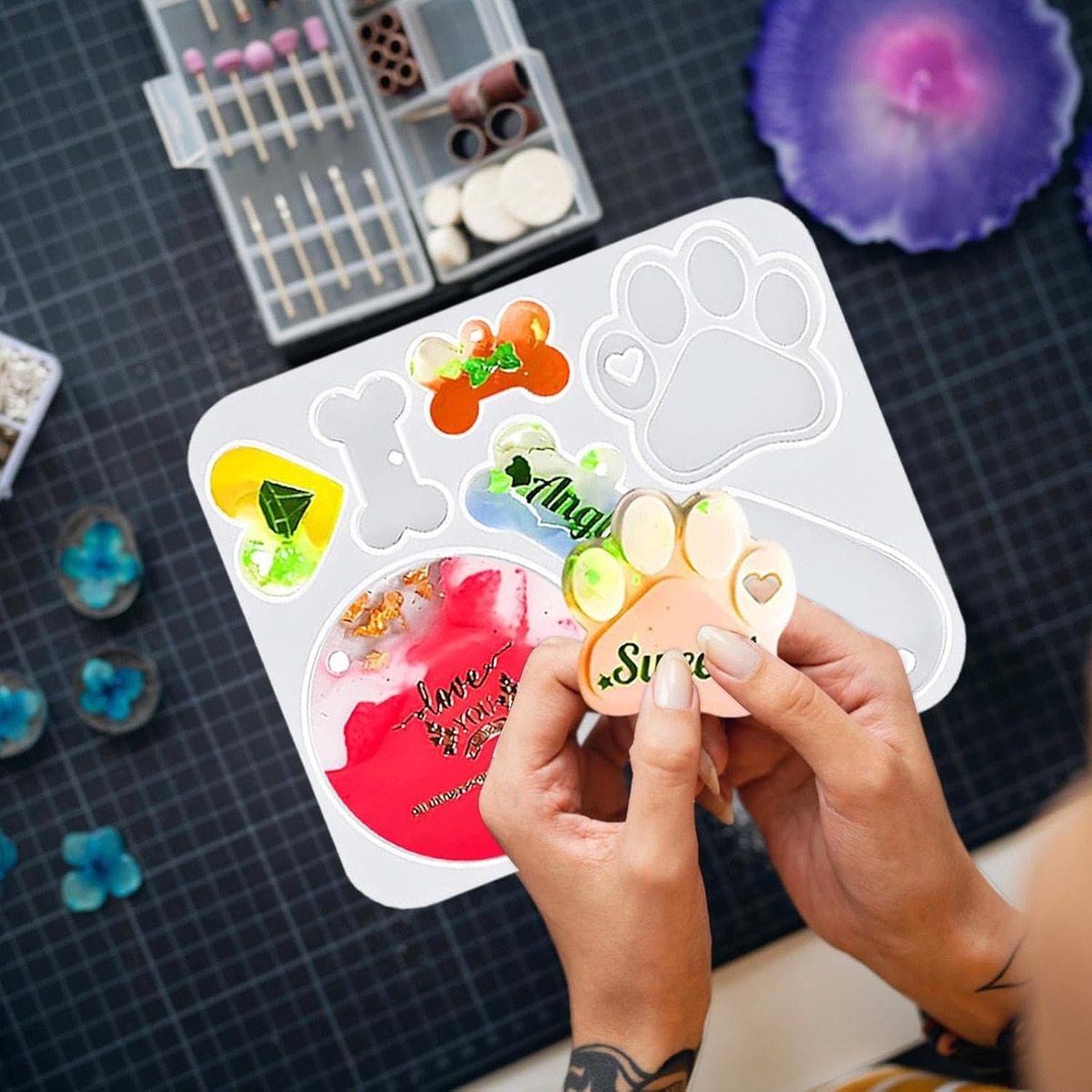 Set 2 Moldes Silicona Identificador Mascota Perro P/ Resina - Imagen 6