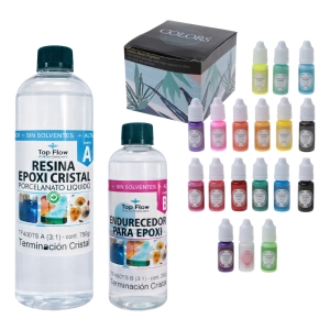 Resina Terminación Cristal 1kg + Caja Pigmento Liquido
