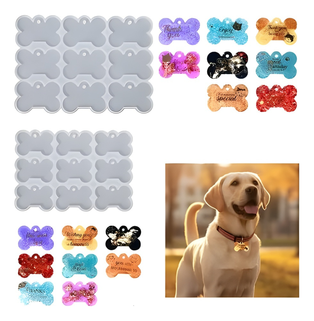 Molde De Silicona Hueso Para Chapitas De Perro Resina