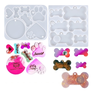 Set 2 Moldes Silicona Identificador Mascota Perro P/ Resina
