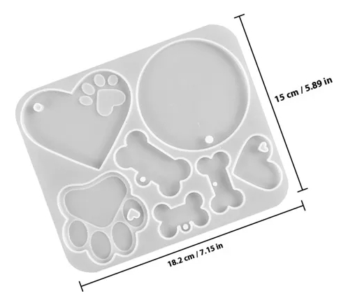Set 2 Moldes Silicona Identificador Mascota Perro P/ Resina - Imagen 3