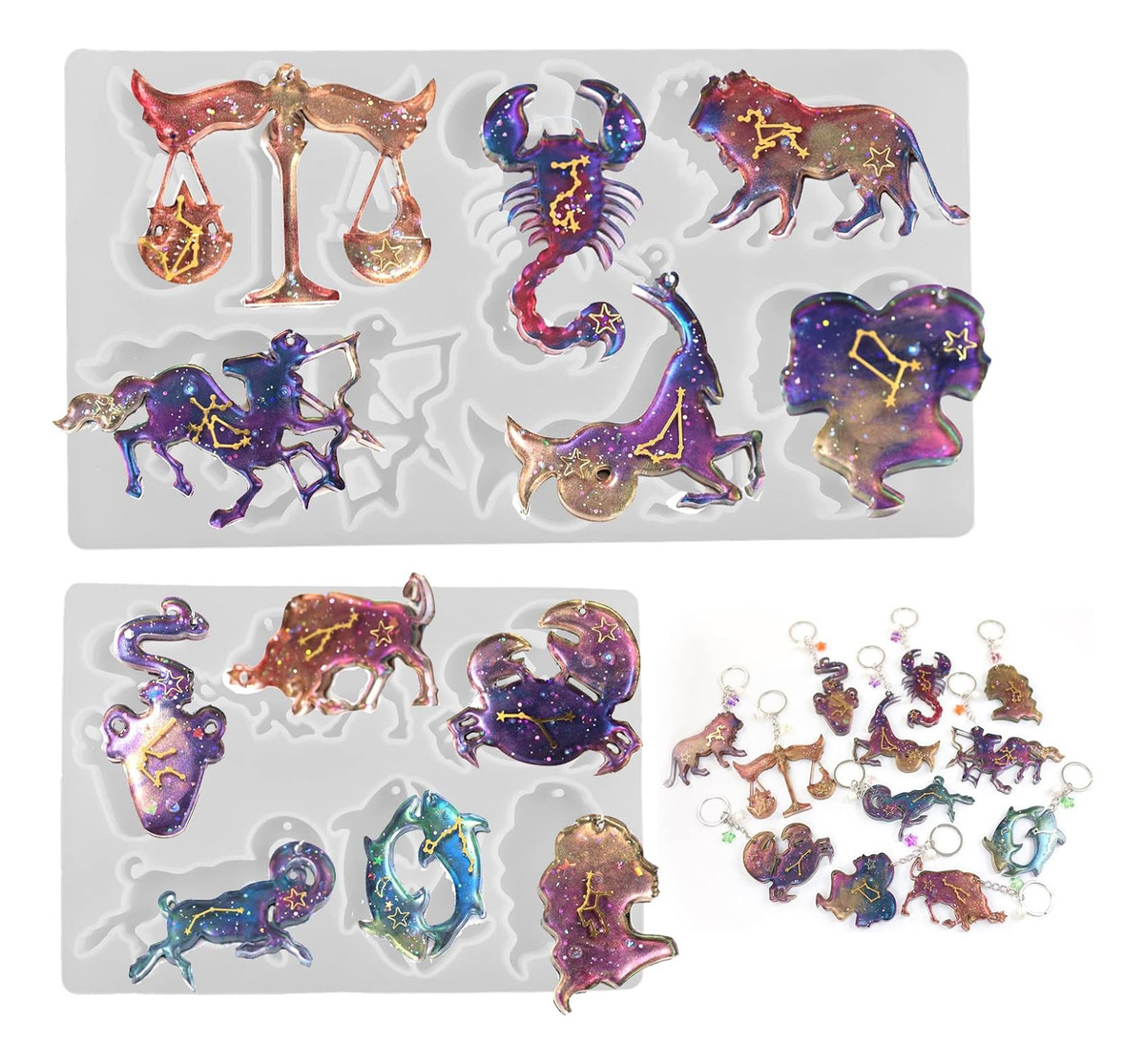 Set 2 Moldes De Signos Zodiaco Con Agujero Para Llaveros