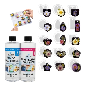 Molde Silicona Llaveros Con Resina Arte 600 Ml 1:1