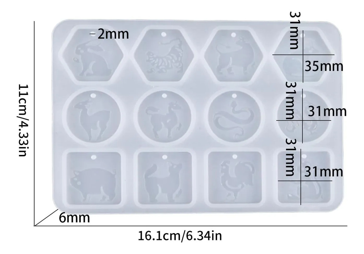 Molde De Silicona Llavero Colgante Horóscopo Chino - Imagen 3