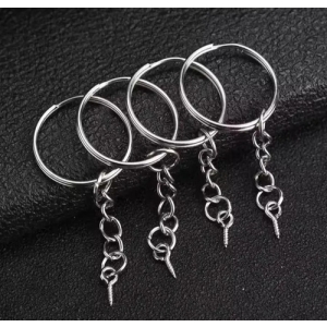Aros Metal Argolla Con Cadena Y Pitón Para Llaveros 25 Mm
