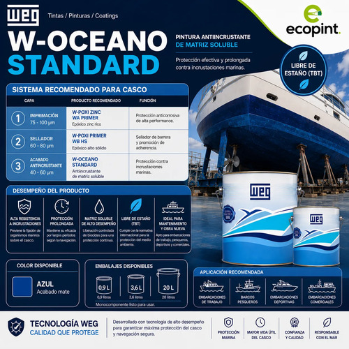 Weg Pintura Anti Incrustante Antifouling S/estaño 3,6 L - Imagen 3