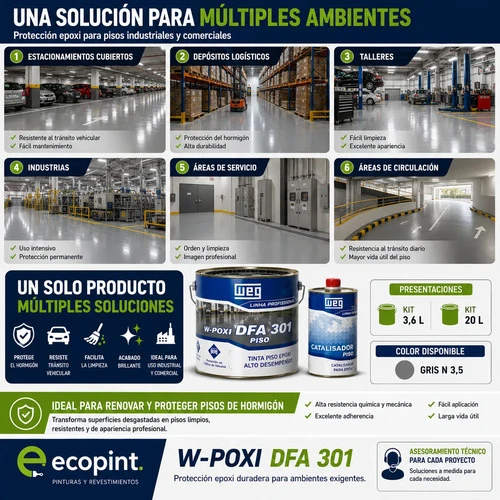 Weg Epoxi Piso Alto Brillo Alto Espesor 88% Solidos A+b 3,6l - Imagen 3