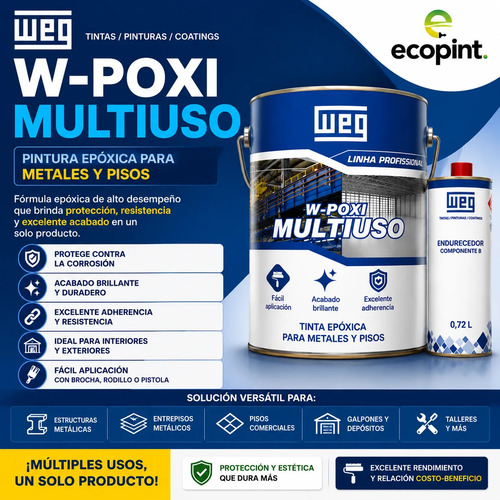 Weg Pintura Epoxi Multiuso Brillante A+b 3,6 L + Diluyente - Imagen 2