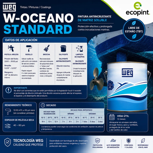 Weg Pintura Anti Incrustante Antifouling S/estaño 3,6 L - Imagen 8