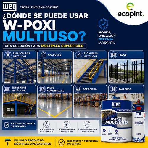 Weg Pintura Epoxi Multiuso Brillante A+b 3,6 L + Diluyente - Imagen 3