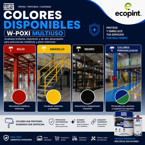 Weg Pintura Epoxi Multiuso Brillante A+b 3,6 L + Diluyente - Imagen 4