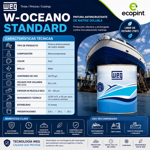 Weg Pintura Anti Incrustante Antifouling S/estaño 3,6 L - Imagen 4