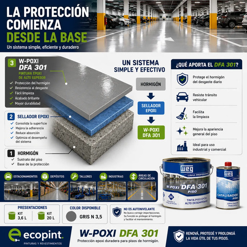 Weg Epoxi Pisos Alto Epesor 88% Solidos Alto Brillo A+b 3,6l - Imagen 3